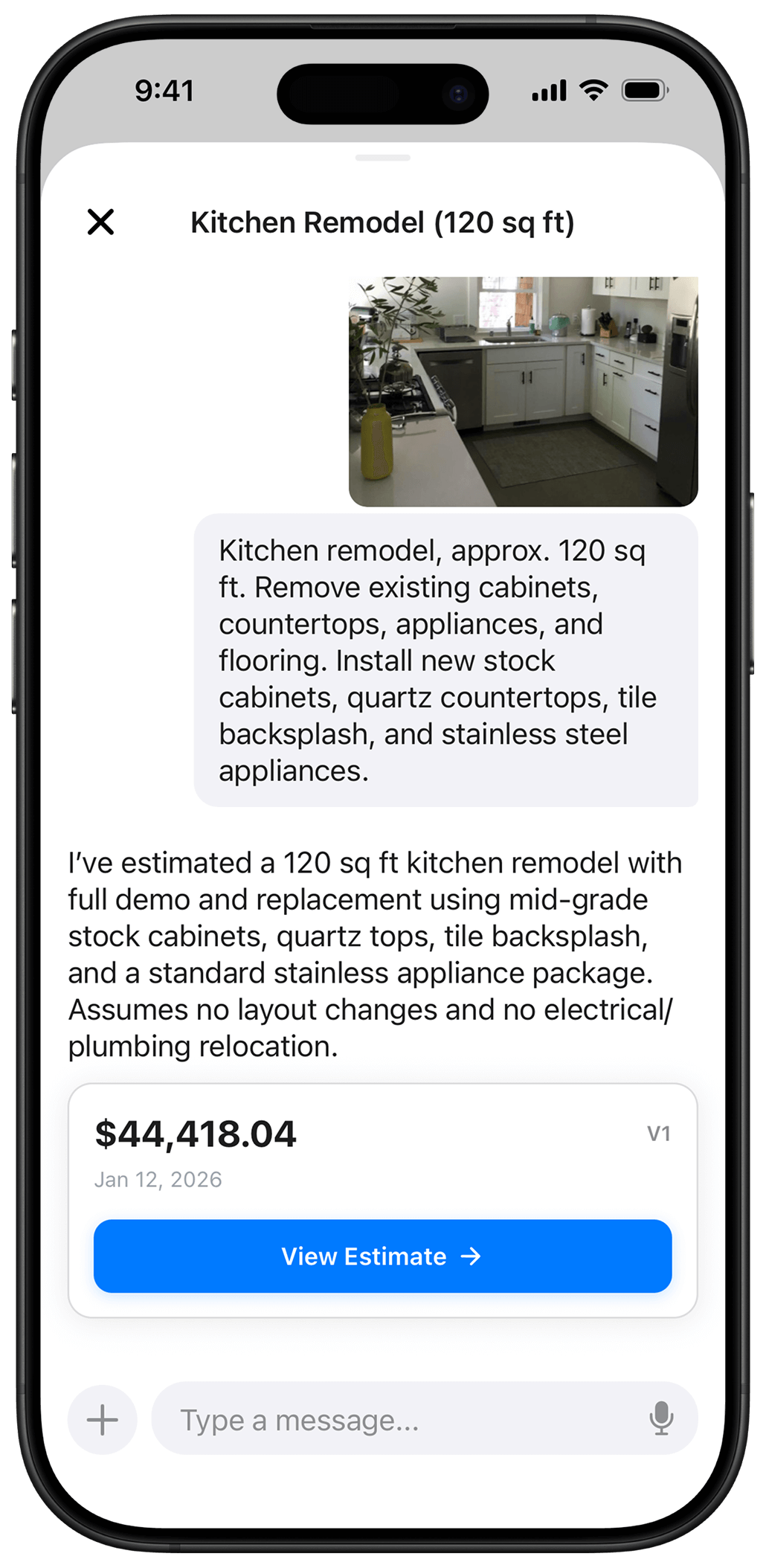 Estimio app - Describe the Job
